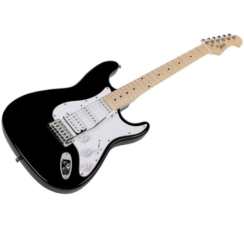 Monoprice Cali Classic HSS Electric Guitar with Gig Bag - Black Body, White Pickguard, Maple Fretboard, Easy to Play - Indio Series, 3 of 7