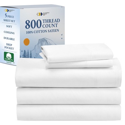 Luxury Bed Sheets Set - 800 Thread Count 100% Cotton Sheets, Deep Pocket, Soft, Cool & Breathable by California Design Den