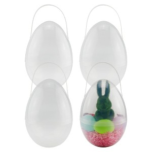 Cornucopia Brands Jumbo Plastic Easter Eggs (4pk, 10in); Giant Clear Egg-Shaped Buckets w/ Handles - 1 of 4