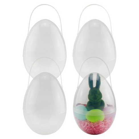 Cornucopia Brands Jumbo Plastic Easter Eggs (4pk, 10in); Giant Clear Egg-Shaped Buckets w/ Handles - image 1 of 4