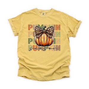Simply Sage Market Women's Coquette Pumpkin Season Short Sleeve Garment Dyed Tee - 1 of 4