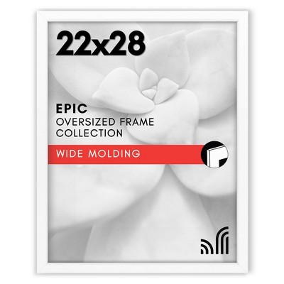 Americanflat 22x28 Poster Frame in White with Polished Plexiglass - Horizontal and Vertical Formats - Wall Mounted
