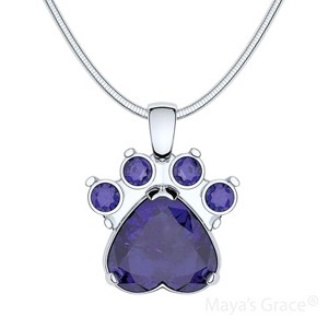 Maya's Grace Birthstone Paw Print Pendant Necklace, Rhinestone Gemstone, Pendant Necklace for Women - 1 of 4