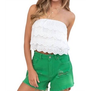 Women's Josie Ruffle Crop Top - Blue B - 1 of 4