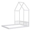 NicBex Kids Montessori Bed with House-shaped Headboard,Floor Bed with Semi-fence Design,Twin/Fill Size Toddler bed for Bedroom,Gray/White/Brown - 4 of 4