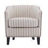 Polyester Upholstered Stripe Barrel Chair with Plush Cushion, Studded Accents and Birch Wood Legs - 2 of 4