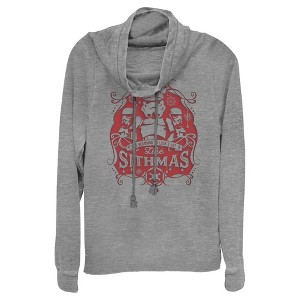 Juniors Womens Star Wars Christmas Looking Like Sithmas Cowl Neck Sweatshirt - 1 of 3