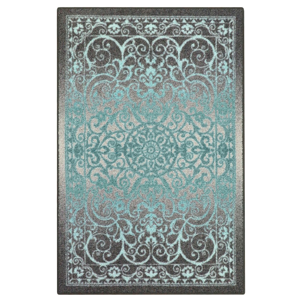 5'x7' Scroll Pressed/Molded Area Rug Gray - Maples