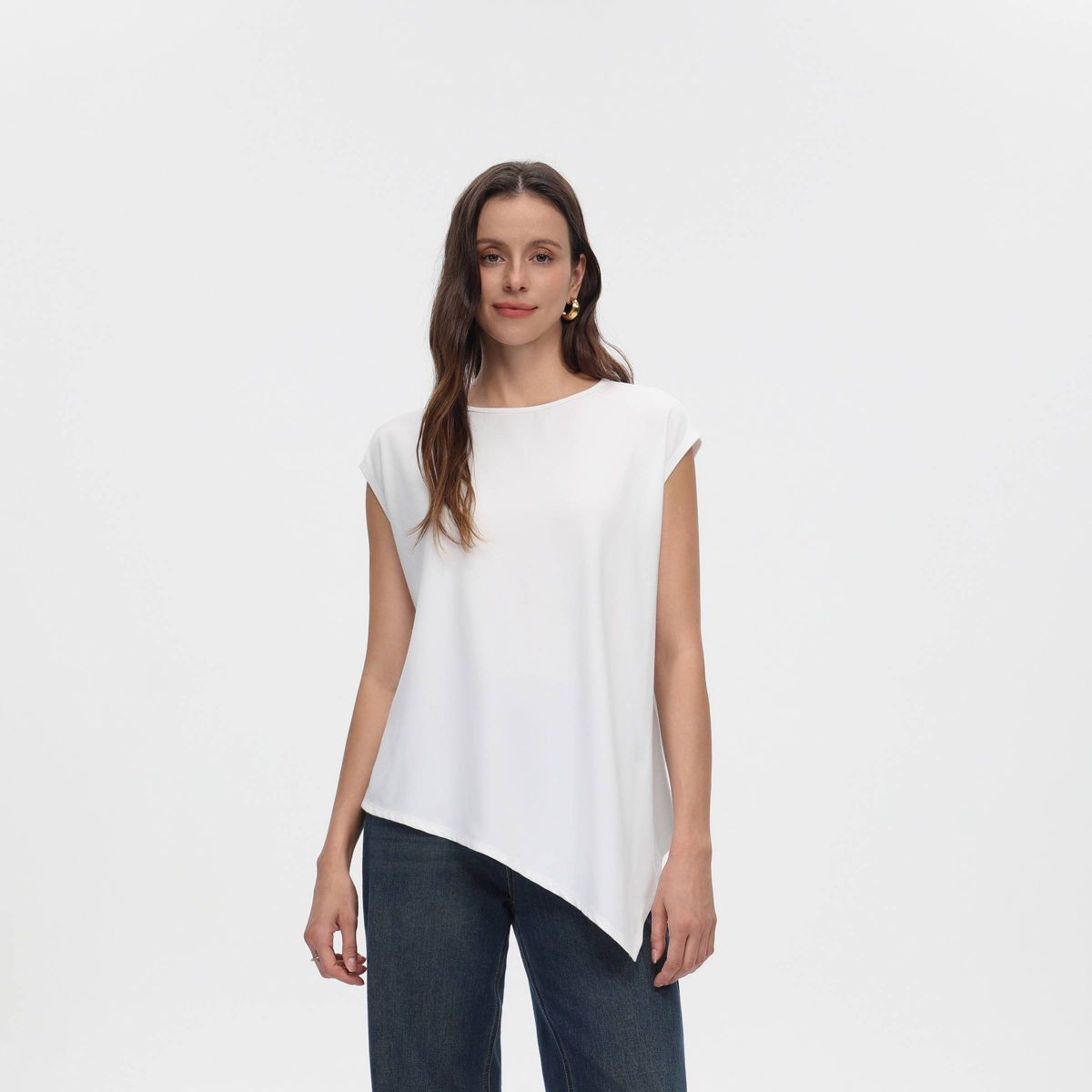 Women's Cap Sleeve Asymmetrical Knit Top - A New Day™ - thumbnail 7