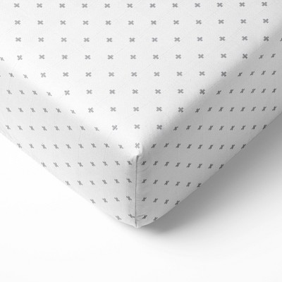 Bacati - Plus Gray Muslin 100 percent Cotton Universal Baby US Standard Crib or Toddler Bed Fitted Sheet