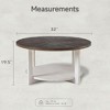 COZAYH Rustic Farmhouse Large Round Wood Coffee Table with Storage Shelf for Living Rooms or Apartment Spaces, Quick and Easy Assembly, Brown - 2 of 4