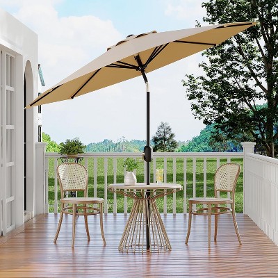 7.5ft Patio Umbrella, Table Umbrella Outdoor Patio with Crank Lift & Push Button Tilt, 6 Sturdy Ribs for Yard, Deck, Pool