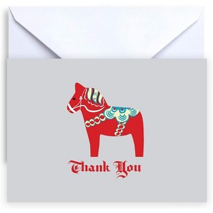 Paper Frenzy Dala Horse Collection Thank You and Note Cards with Envelopes - 25 pack - 1 of 4