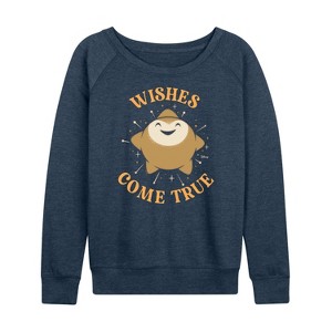 Women's - Disney - Wishes Come True Lightweight French Terry Wide Neck Long Sleeve Shirt - 1 of 4