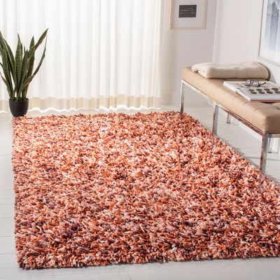 Ivory and Rust Hand-Tufted Shag Rectangular Rug 3' x 5'
