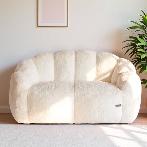 MAXYOYO Bean Bag Chair, Ultra Soft Faux Fur Loveseat Floral Petal Back Sofa for Adults - 1 of 4