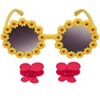 Willow & Ruby Kid's Fun Sunglasses with Hair Clip Set for Girls - Sunnies & Claws in Yellow Sunflower and Cherry Claws - 2 of 4