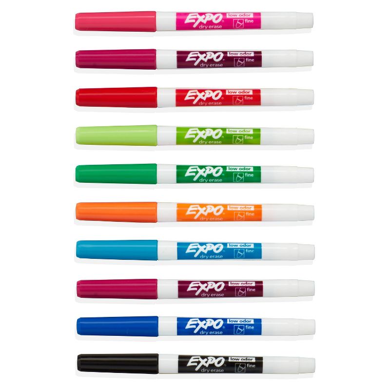 Expo 10pk Dry Erase Markers Fine Tip Multicolored, 3 of 11
