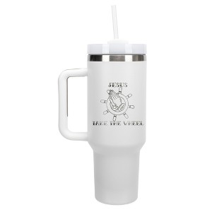 100 North Jesus Take The Wheel Praying Hands Wrap-Around 40 Oz. Stainless Steel Water Bottle Coffee Mug, Spill & Leak Resistant, Travel Tumbler with - 1 of 4