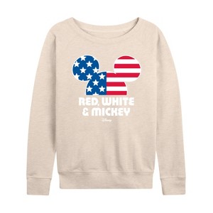 Women's - Disney - Americana Lightweight French Terry Wide Neck Long Sleeve Shirt - 1 of 4