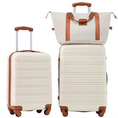 3 Piece Travel Luggage Set With 2 Suitcases 1 Duffel Bag, Lightweight Swivel Suitcase Hardside Luggage With TSA Lock 360° Spinner Wheels