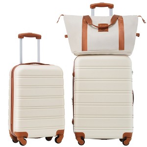 3 Piece Travel Luggage Set With 2 Suitcases 1 Duffel Bag, Lightweight Swivel Suitcase Hardside Luggage With TSA Lock 360° Spinner Wheels - 1 of 4