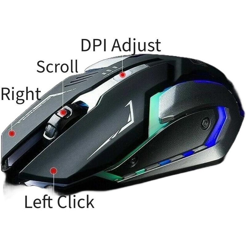 SANOXY Gaming Mouse 4 Button USB Wired LED Breathing Fire Button 1600 DPI  Laptop PC (BLACK), 4 of 6