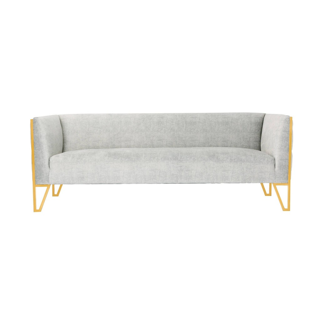 Photos - Sofa Vector Velvet 3 Seater  Gray - Manhattan Comfort