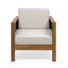Dexmalle Patio Acacia Wood Club Chair with Wicker Accents,Beige - 4 of 4