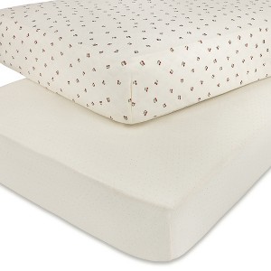 Aurora Fitted Sheet Set - 2 pk - 100% Jersey Knit Cotton - Cherry Printed - 1 of 4