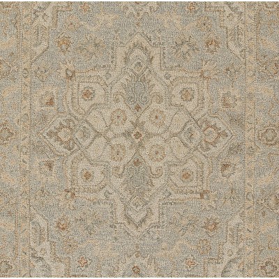 Light Blue Hand-Tufted Wool Medallion Area Rug 5' x 8'