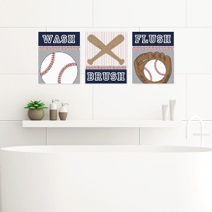 Big Dot of Happiness Batter Up - Baseball - Unframed Wash, Brush, Flush - Bathroom Wall Art - 8 x 10 inches - Set of 3 Prints - 1 of 4
