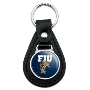 Florida International University Primary Logo Black Leather Keychain - 1 of 4