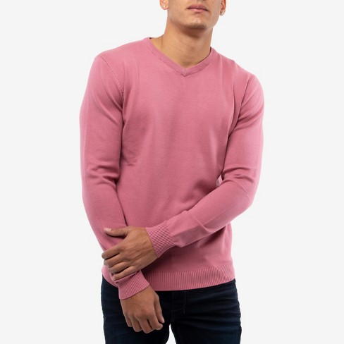 Men's pink outlet v neck sweater