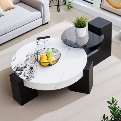 Round 2-Tier MDF & Glass Coffee Table