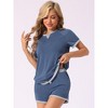 cheibear Women's Short Sleeve Sleepwear with Pockets Casual Short Pajama Sets 2 Pcs - 2 of 4