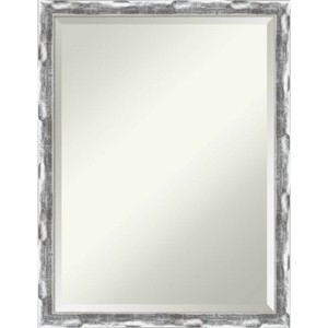 Scratched Wave Framed Bathroom Vanity Wall Mirror Chrome - Amanti Art - 1 of 4