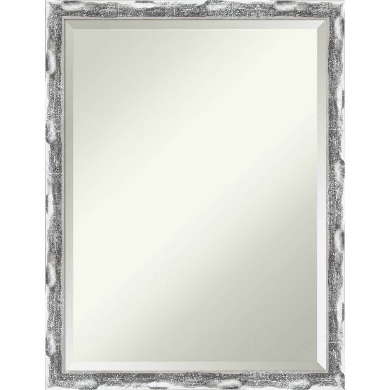 Scratched Wave Framed Bathroom Vanity Wall Mirror Chrome - Amanti Art, 1 of 7