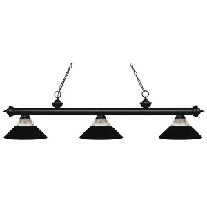 Riviera 3-Light Matte Black & Antique Copper Fixture with Tiffany Shades - 57.25" Long - 1 of 1