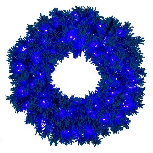 Vickerman Flocked Turquoise Fir Artificial Wreath - 1 of 4