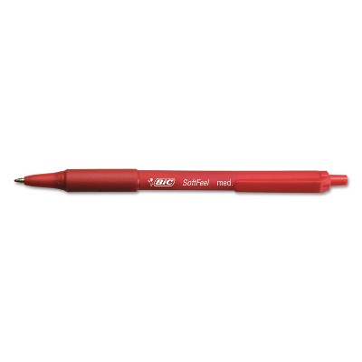 Bic Soft Feel Retractable Ballpoint Pen Red Ink 1mm Medium Dozen SCSM11RD