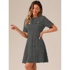 INSPIRE CHIC Women's Short Sleeve Plaid Tweed Zipper Button Casual Mini Dress - 2 of 4