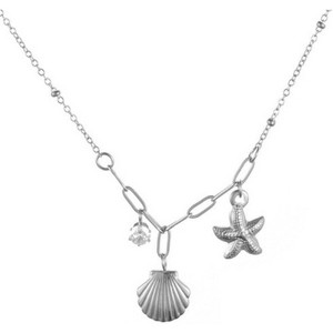 Clotth Ocean-Inspired Elegance Shell Necklace with Starfish and 18K Gold Plating for Women - Titanium Steel Boho Summer Beach Choker - 1 of 4