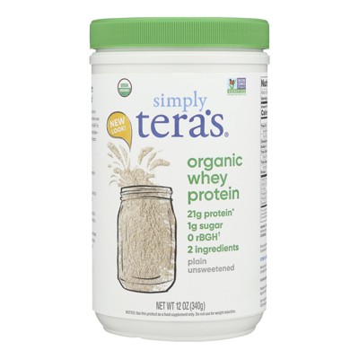 Teras Whey Protein Powder Whey Organic Plain Unsweetened 12 oz