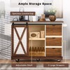PAGED Farmhouse Kitchen Island with Drop Leaf, Rolling Kitchen Cart on Wheels with Spice Rack and Barn Door for Kitchen - 3 of 4