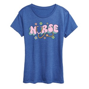 Women's - Instant Message - Nurse Flowers Short Sleeve Graphic T-Shirt - 1 of 4