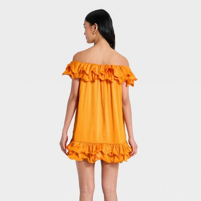 Женские платья A New Day Women's Ruffle Mini Dress - A New Day™ Orange M — фото 2