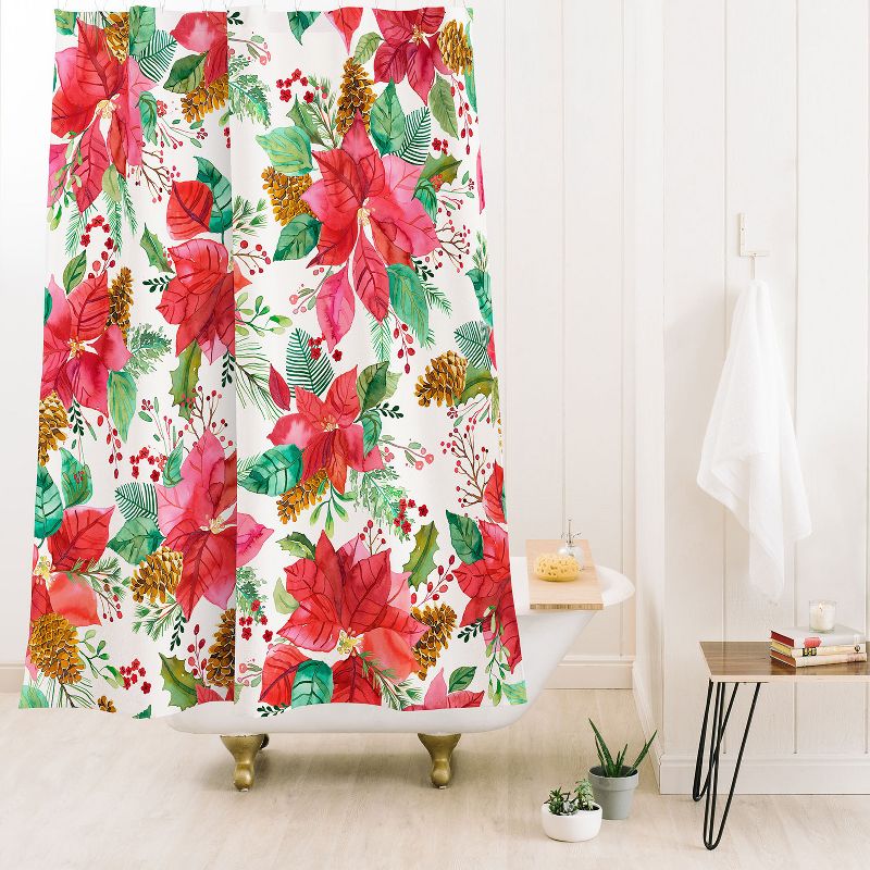 Ninola Design Poinsettia holiday flowers Shower Curtain - Deny Designs, 2 of 4