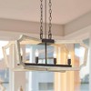 LNC Creamy 4-Lights 27.5" Shabby Chic Rectangle Kitchen Island Pendant  Lights, Off-White Wood and Distressed Black - 2 of 4