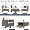 8-Piece Wicker Patio Furniture Set, Rattan Swivel Rocking Chairs with Sofa & Acacia Wood Storage Table for Backyard & Garden, Beige/Blue - ModernLuxe - 3 of 4